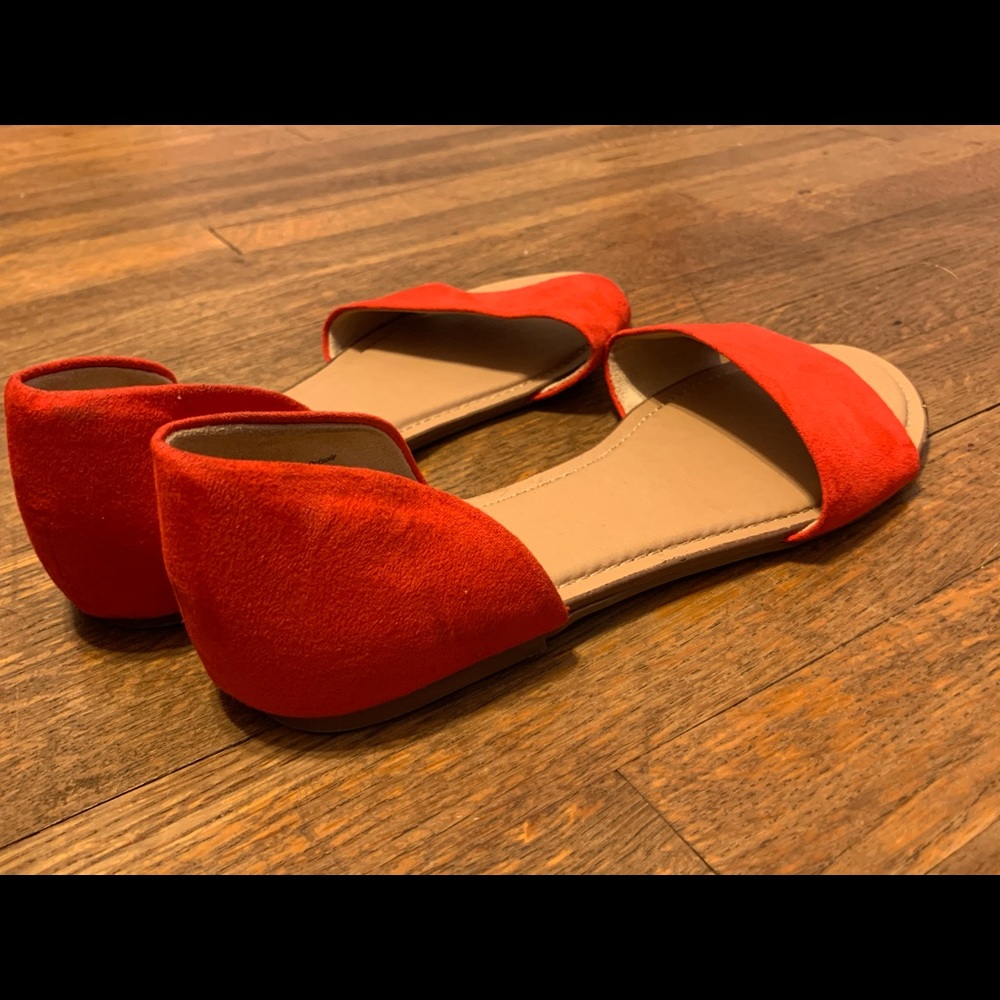 Red open toed flats